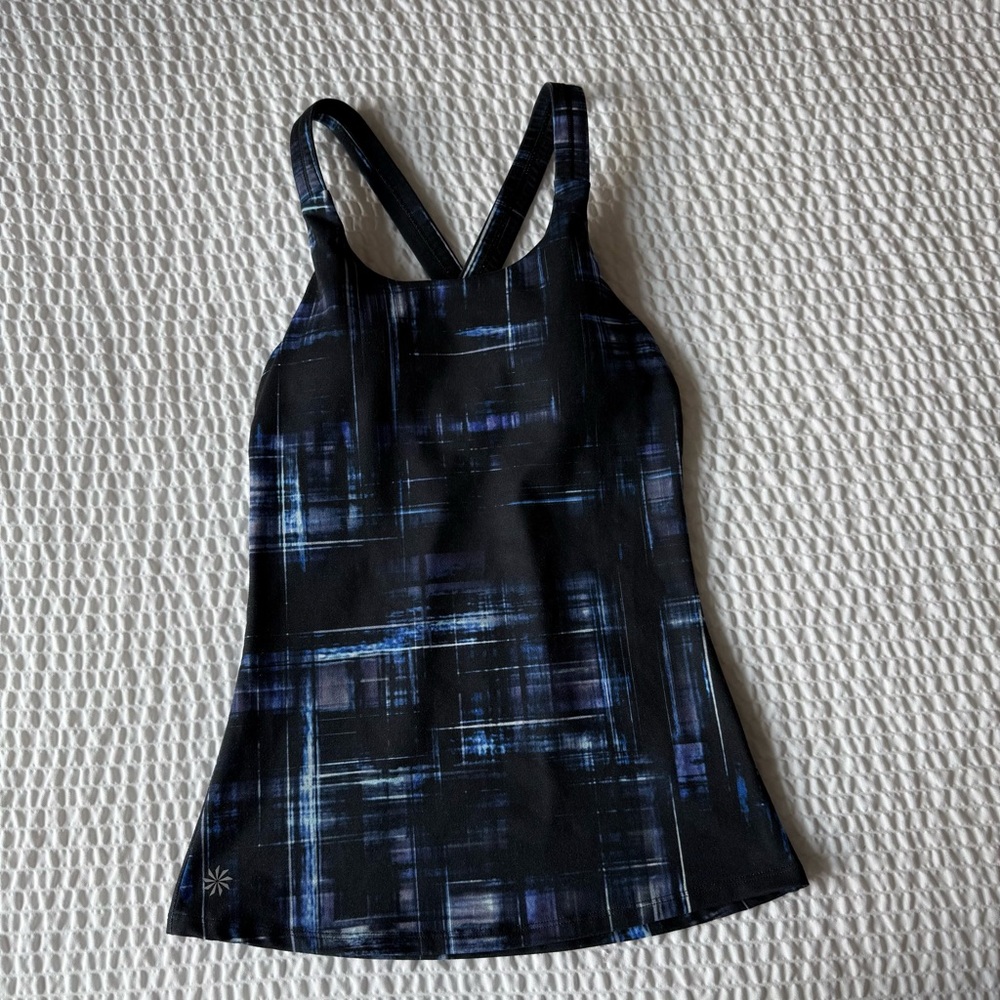 Athleta Black and Blue Abstract Tank Top